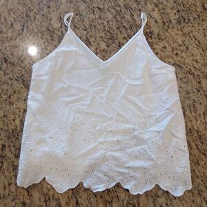 Express White Lace Cami Top Eyelet Y2K scalloped bottom